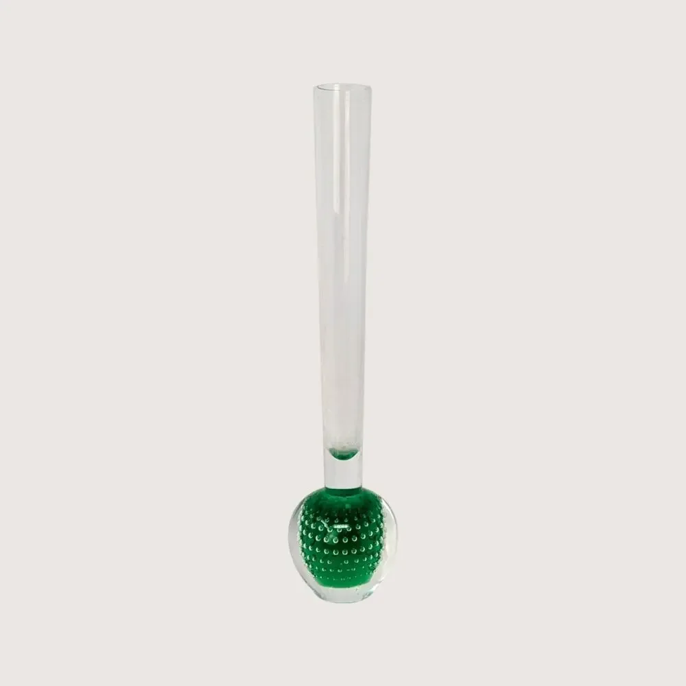 1960s Holmegaard Orchid Per Lutken Green Bubble Base Glass Vase